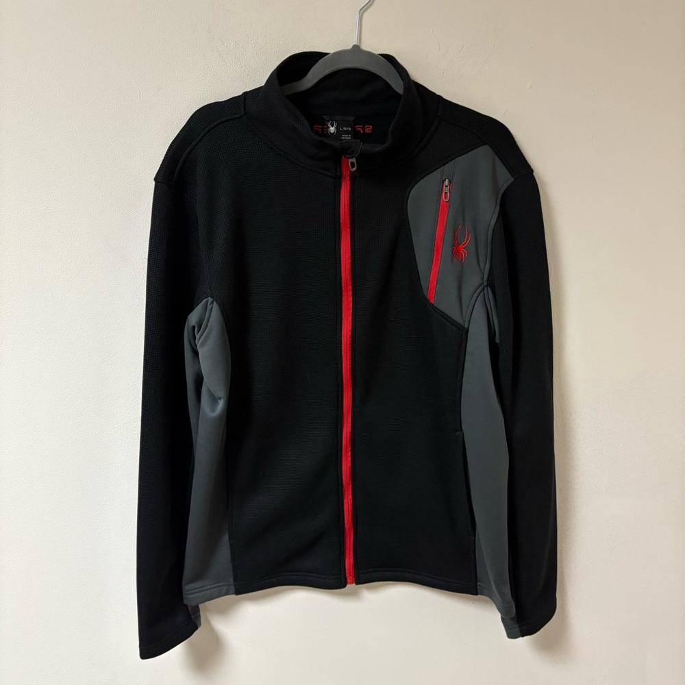 Spyder Mens Black and Gray Jacket with Red Zipper Activewear Large
